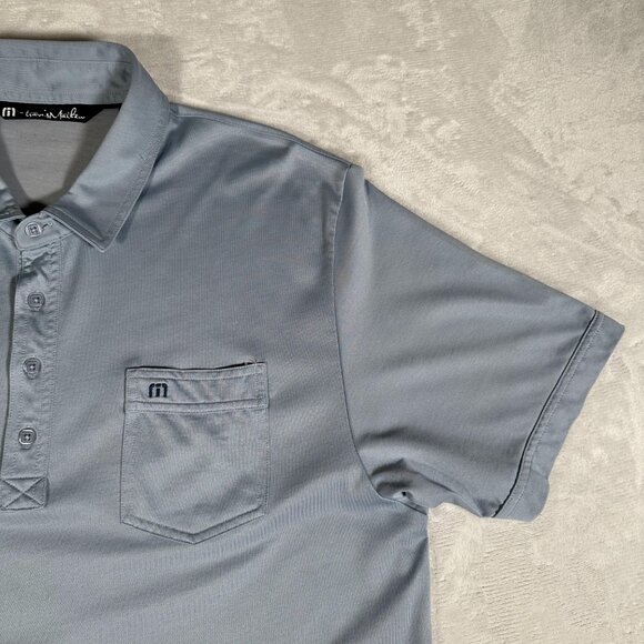 Travis Mathew Polo Shirt Men Size XL Blue Short Sleeve Stretch Embroidered Logo - Picture 2 of 11